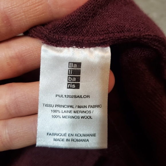 Balibaris "Sailor Marine Sweater". Burgundy. 100% merino wool. Men S. - Picture 7 of 12